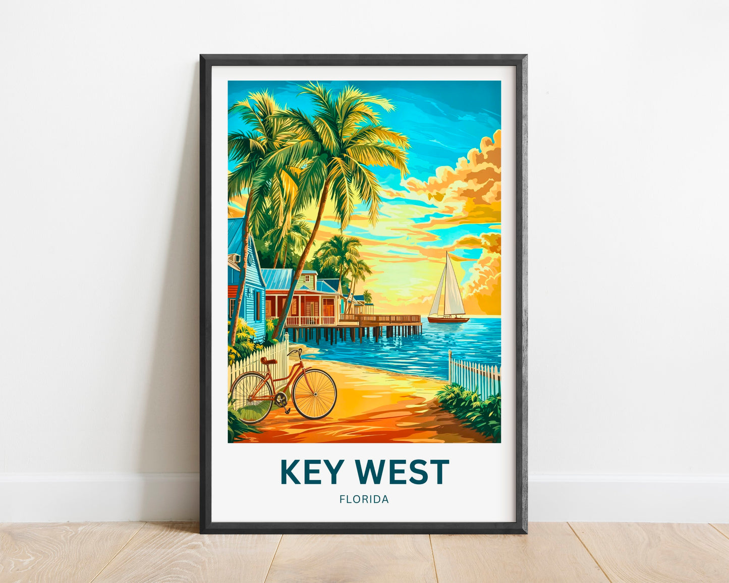 Key West Travel Poster -  Island Life Paradise at sunset, Florida