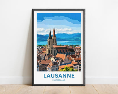 Lausanne Travel Poster- Jewel of Lake Geneva