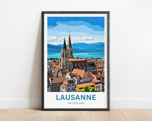 Lausanne Travel Poster- Jewel of Lake Geneva