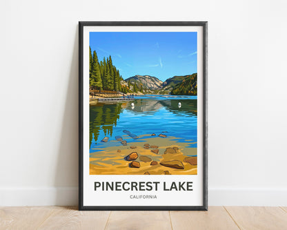 Pinecrest Lake Travel Poster - Mountain Mirror Lake