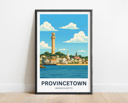 Provincetown Travel Poster- Pilgrim Monument by the Sea
