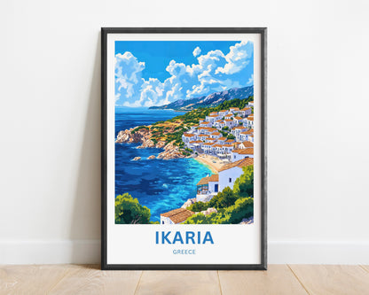 Ikaria Beach Travel Poster  - Captivating Aegean Living