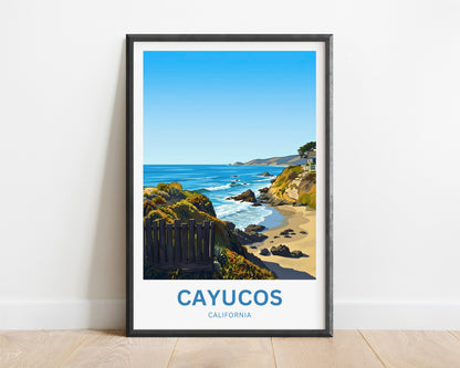 Cayucos Travel Poster - California Beach