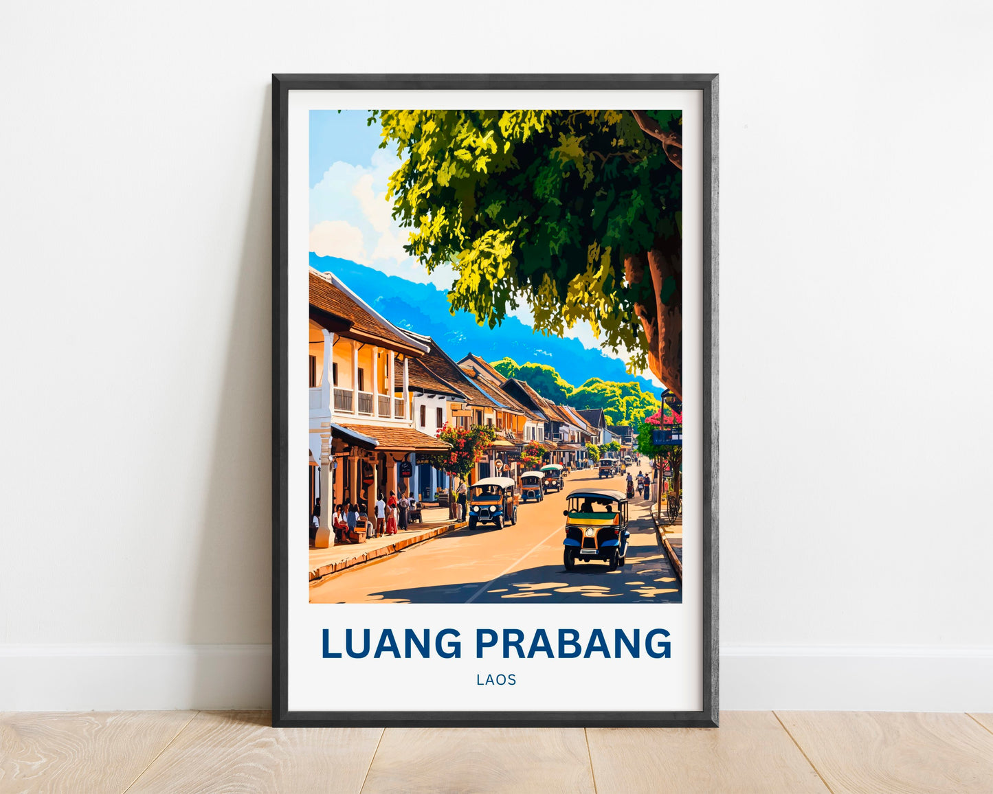 Luang Prabang Travel Poster - Busy Street of Laos