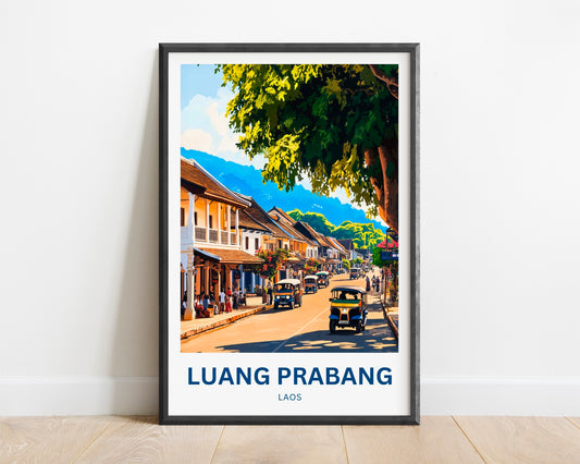 Luang Prabang Travel Poster - Busy Street of Laos