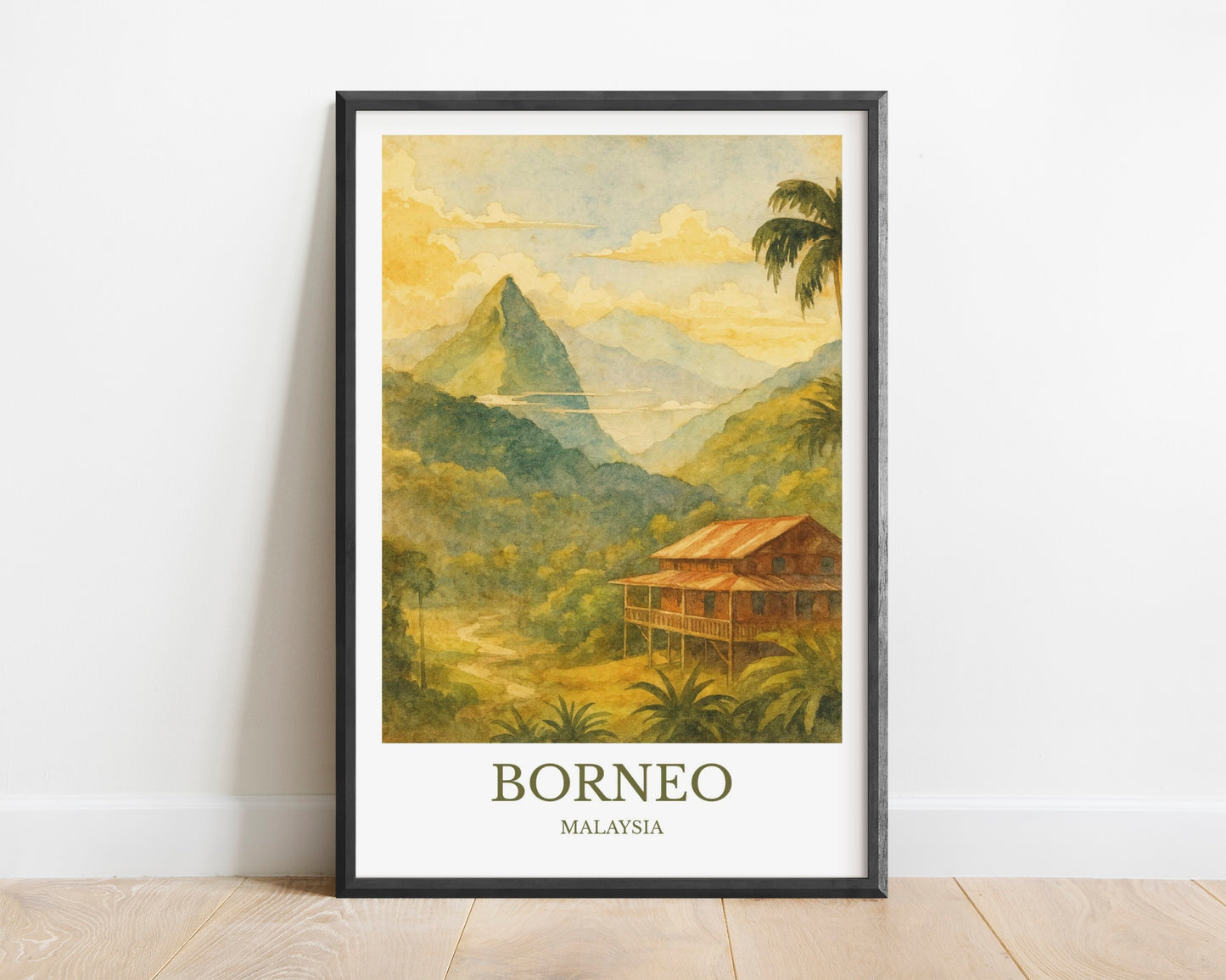 Borneo, Watercolor design poster, Malaysia Print, Borneo Wall Art