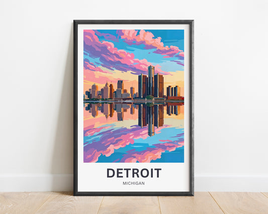Detroit Travel Poster - Skyline