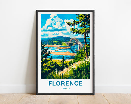 Florence Travel Poster - Captivating Oregon River View