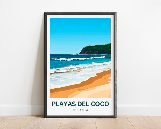 Playas del Coco Travel Poster  - Captivating Serene Shoreline of Costa Rica