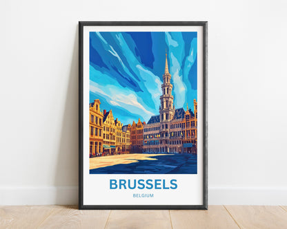 Brussels Travel Poster - Belgium Grand Place