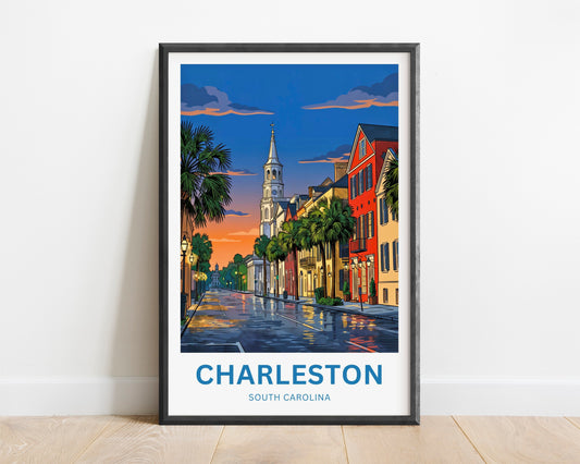 Charleston Historic District Travel Poster - Southern Serenity