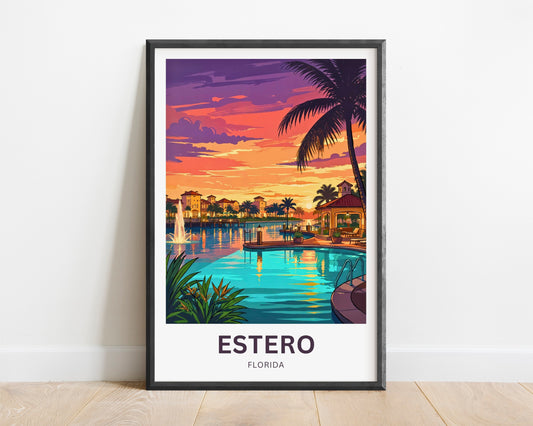 Estero Travel Poster - Sunsets & Palms
