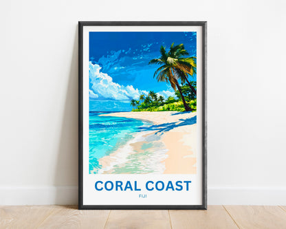 Coral Coast, Fiji Travel Poster - Tides of Tranquility – Coral Coast