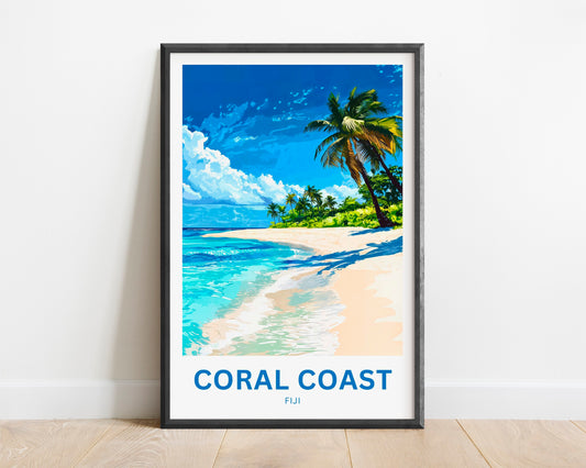 Coral Coast, Fiji Travel Poster - Tides of Tranquility – Coral Coast