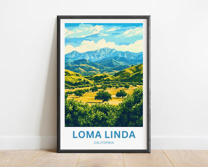 Loma Linda Travel Poster  - Captivating Golden and Blue Horizons