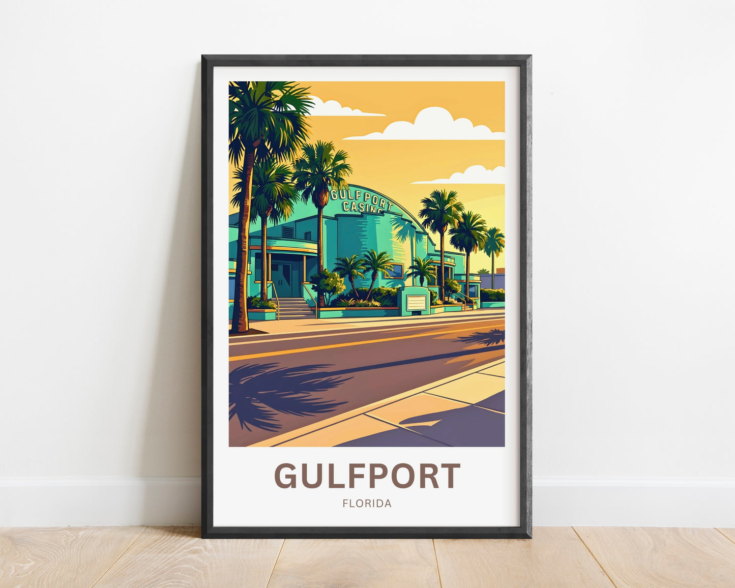 Gulfport, Florida Travel Poster - Casino Sunset