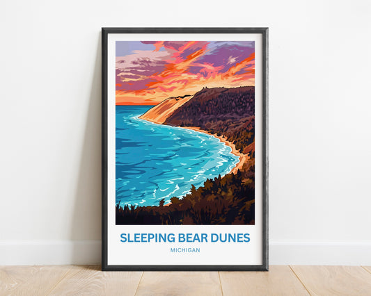 Sleeping Bear Dunes Travel Poster - Late Afternoon View