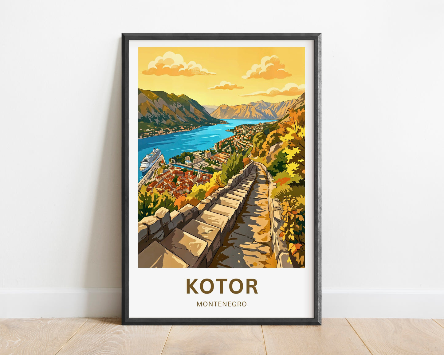 Kotor Travel Poster -   Sunset View