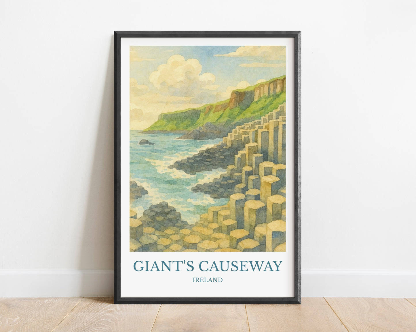 Giant’s Causeway, Watercolor design poster, Ireland Print, Giant’s Causeway Wall Art