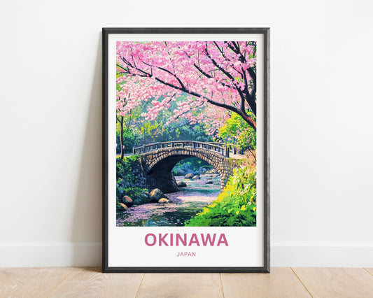 Okinawa Travel Poster  - Captivating Bridge of Springtime