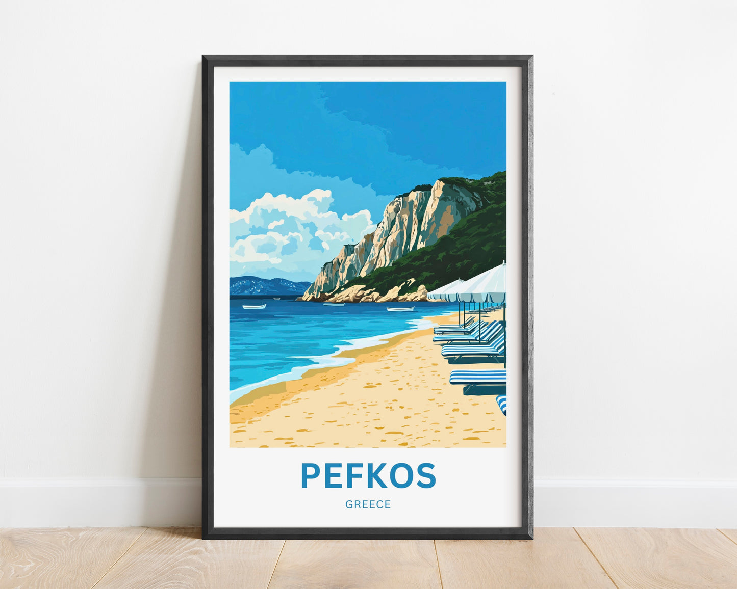 Pefkos Travel Poster - Captivating Summer Beach View
