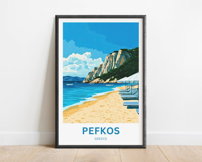Pefkos Travel Poster - Captivating Summer Beach View