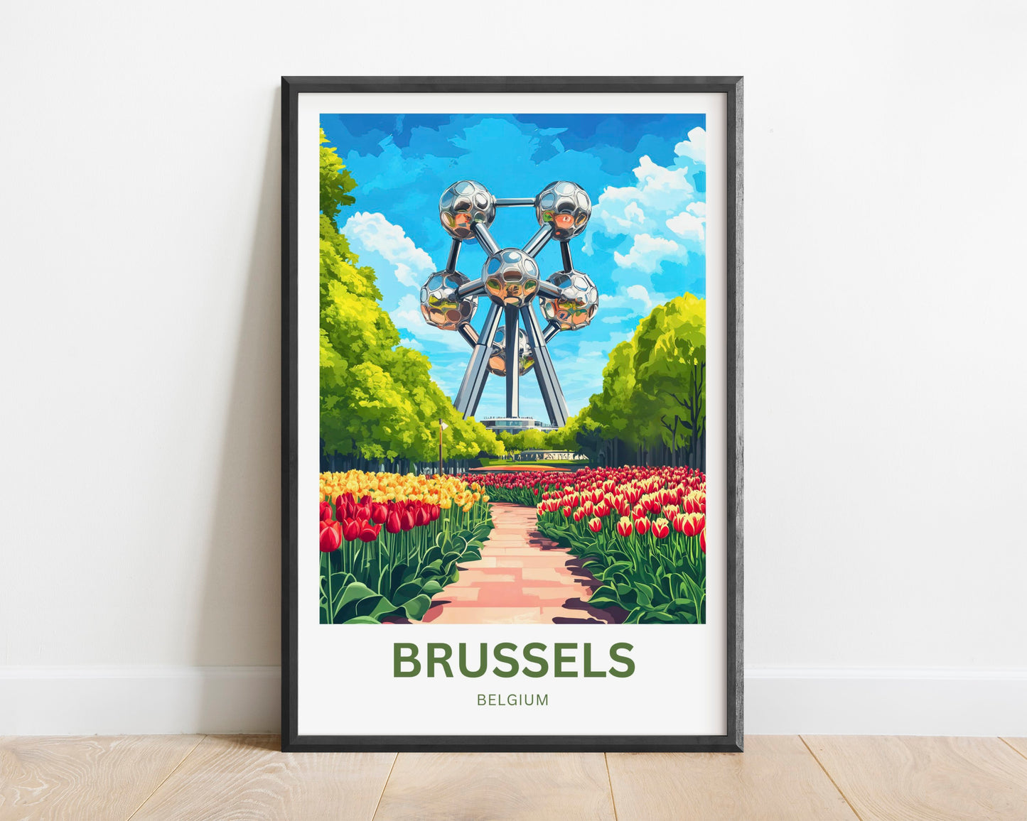 Brussels Travel Poster- Atomium Attraction in Belgium