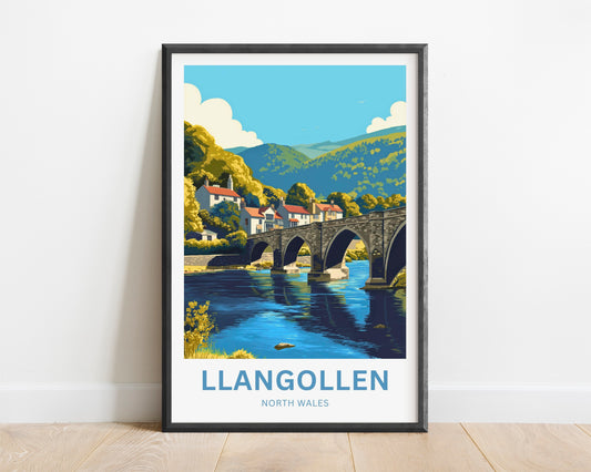 Llangollen Travel Poster - Llangollen River Crossing