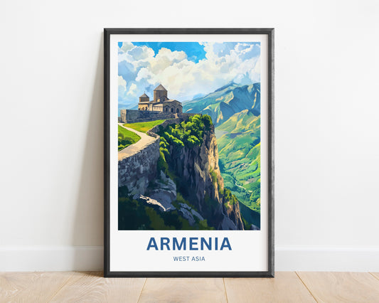 Armenia Travel Poster - Captivating View  Monasteries West Asia