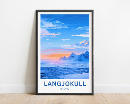 Langjökull Travel Poster - Blue Ice Dreams