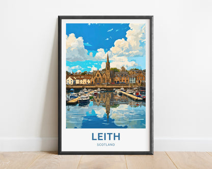 Leith, Scotland Travel Poster  - A Coastal Panorama