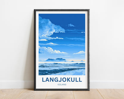 Langjökull Travel Poster - Captivating Serene Glacier