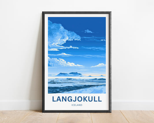 Langjökull Travel Poster - Captivating Serene Glacier