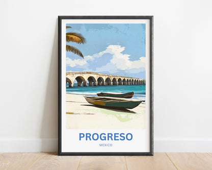 Progreso Travel Poster -  Mexico Endless Pier, Endless Summer