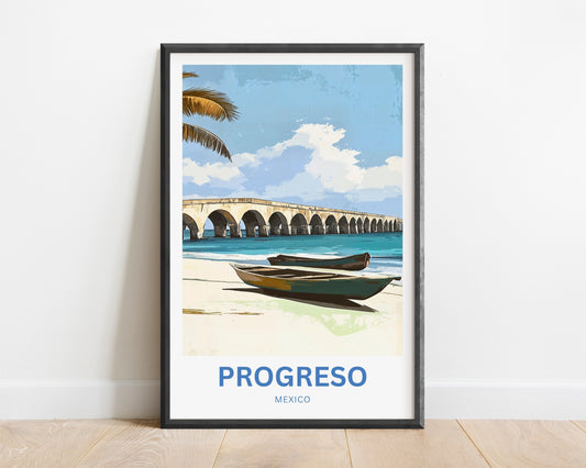 Progreso Travel Poster -  Mexico Endless Pier, Endless Summer
