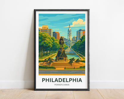 Philadelphia Travel Poster - Rocky Step view of Pennsylvania