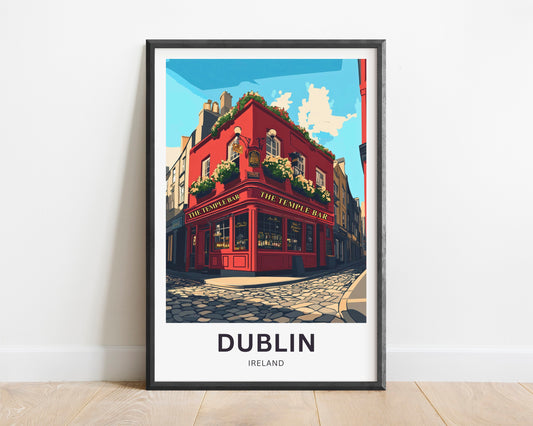 Dublin Travel Poster- The Iconic Temple Bar Ireland