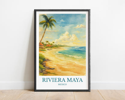 Riviera Maya, Watercolor design poster, Mexico Print, Riviera Maya Wall Art