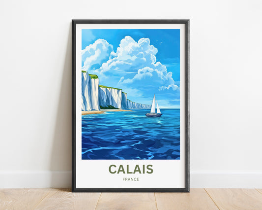 Calais Travel Poster - Clifftop Serenity