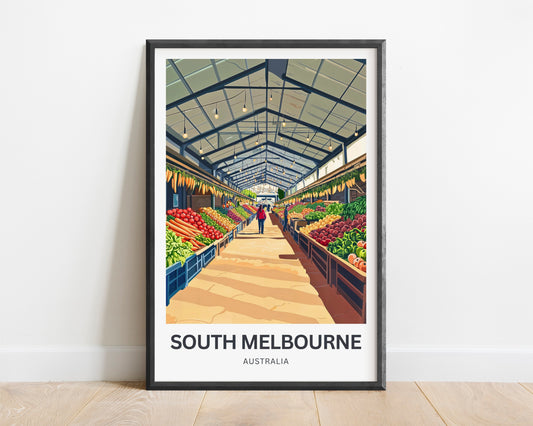 South Melbourne Market Travel Poster  - Gather, Taste, Discover