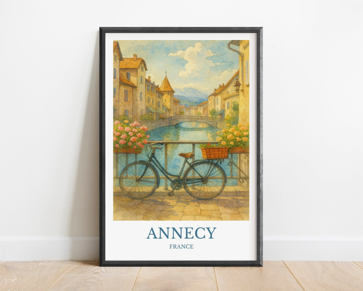 Annecy, Watercolor design poster, France Print, Annecy Wall Art