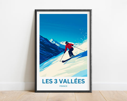 Les 3 Vallées Travel Poster - Three Valleys, One Epic Adventure