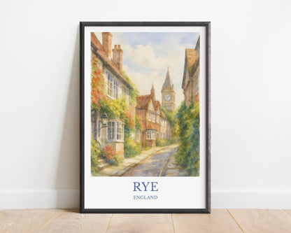 Rye, Watercolor design poster, England Print, Rye Wall Art