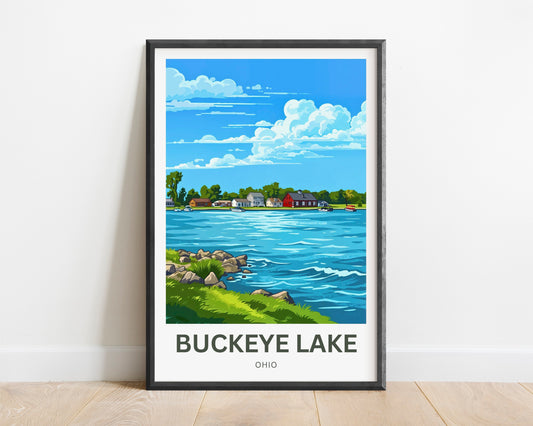 Buckeye Lake Travel Poster -  Lakefront Tranquility