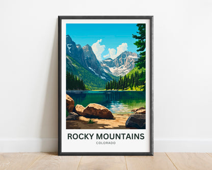 Rocky Mountains Travel Poster - Majestic Peaks and Nature Wall Art