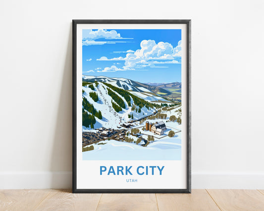 Park City Travel Poster - Ski Mountain View