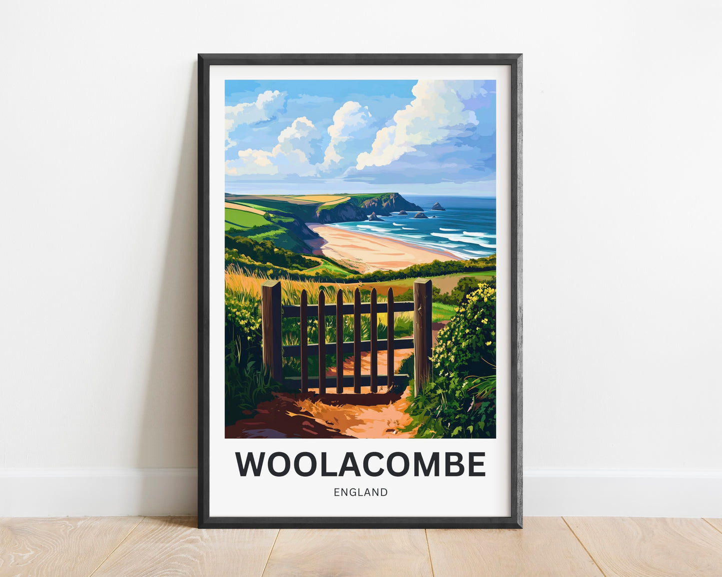 Woolacombe Travel Poster - Sunlit Coastline