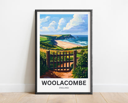 Woolacombe Travel Poster - Sunlit Coastline