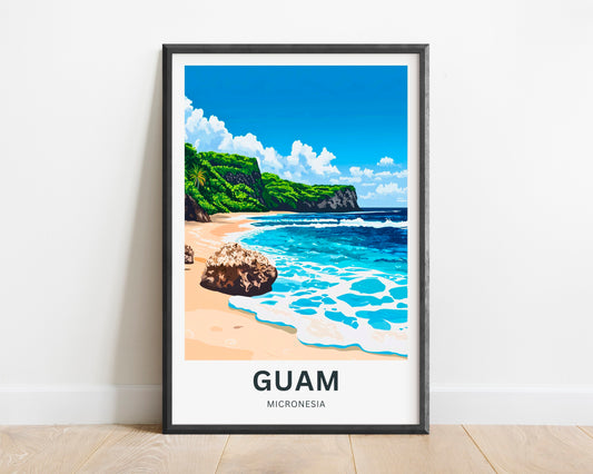 Guam Travel Poster - Breathtaking Serene Water and Shoreline