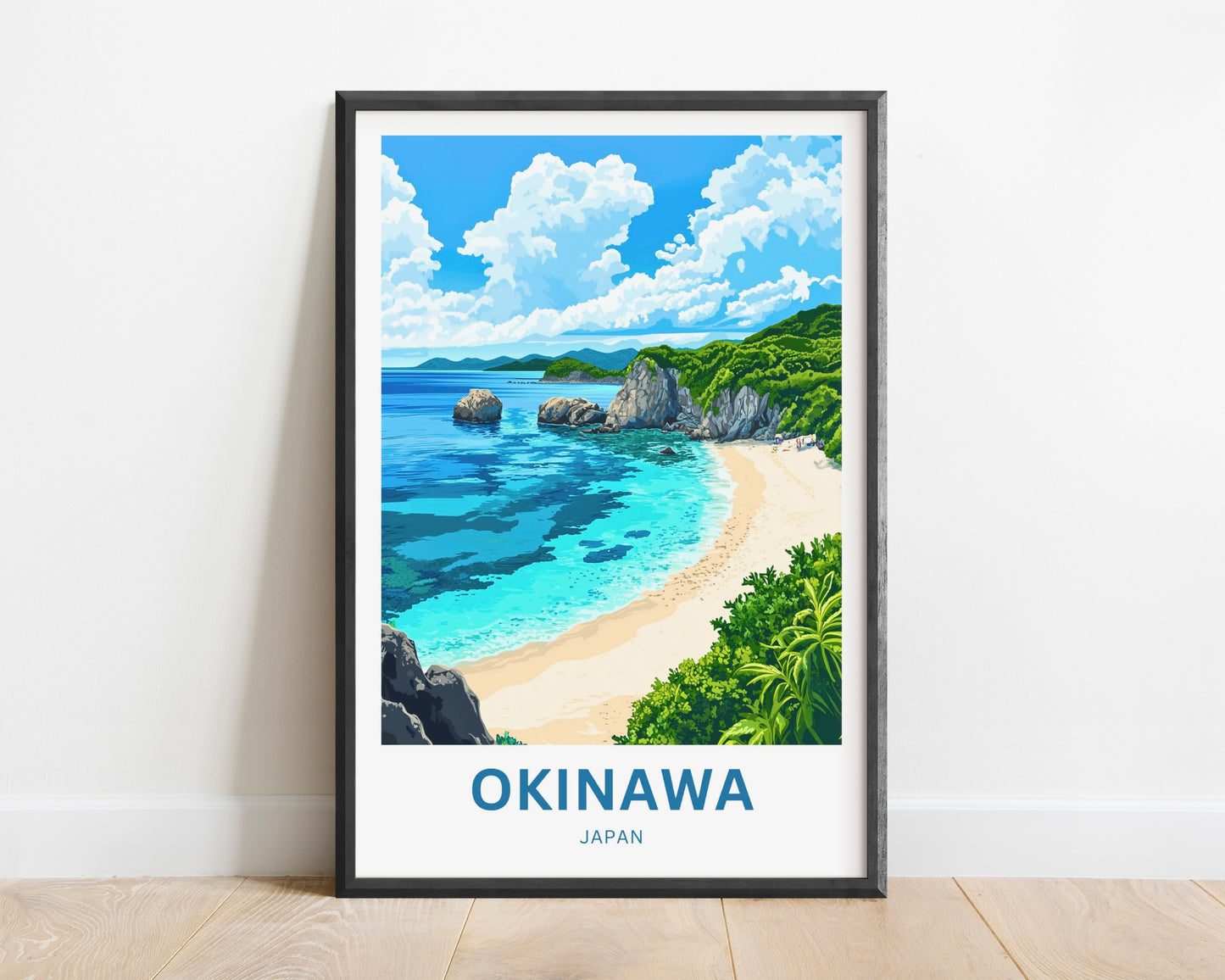 Okinawa Beach Travel Poster  - Ocean Harmony